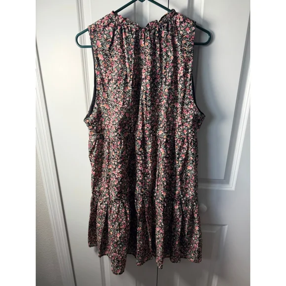 BB Dakota Steve Madden Floral Mini Dress L Black Pink - Picture 2 of 8